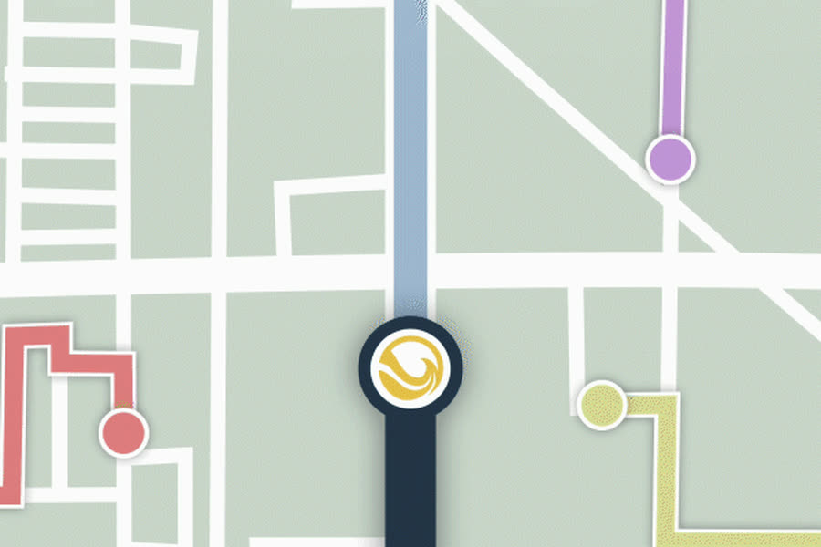 Animated map and typography from a motion graphics piece