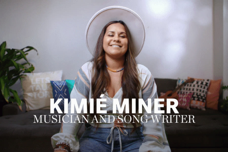 Musician Kimié Miner during a documentary shoot